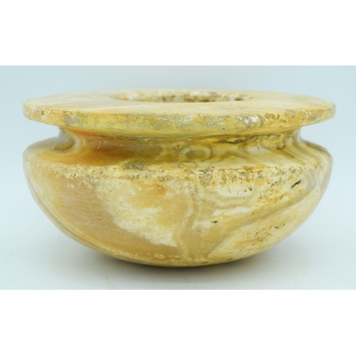 2818 - A heavy Afghani Alabaster bowl 10 x 20 cm.