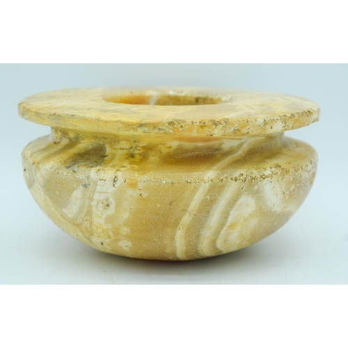 2818 - A heavy Afghani Alabaster bowl 10 x 20 cm.