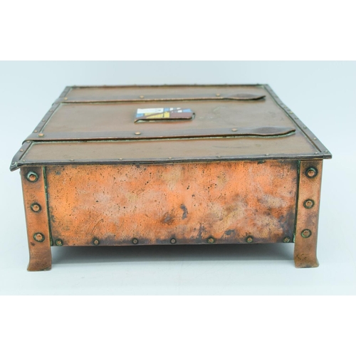 2826 - An Australian hand crafted  copper engraved box, dated 1911 presented to Rev Henry Latham  22 x 9 cm