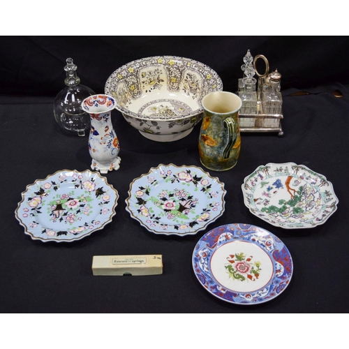 2834 - Miscellaneous collection of English Porcelain Spode ,glass condiment , decanter etc Qty.