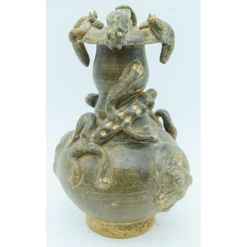 2844 - A collection of Chinese porcelain including an incense burner, terracotta dragon jar etc 20cm (4