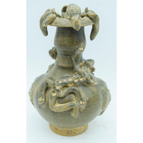 2844 - A collection of Chinese porcelain including an incense burner, terracotta dragon jar etc 20cm (4