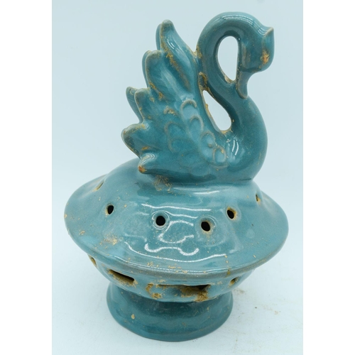 2844 - A collection of Chinese porcelain including an incense burner, terracotta dragon jar etc 20cm (4