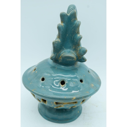 2844 - A collection of Chinese porcelain including an incense burner, terracotta dragon jar etc 20cm (4