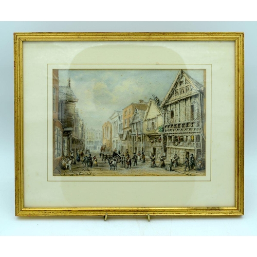 2854 - Framed watercolour by Horatio Lloyd of a street scene together with two fine watercolours of  birds ... 