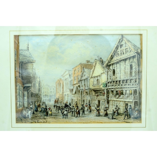 2854 - Framed watercolour by Horatio Lloyd of a street scene together with two fine watercolours of  birds ... 