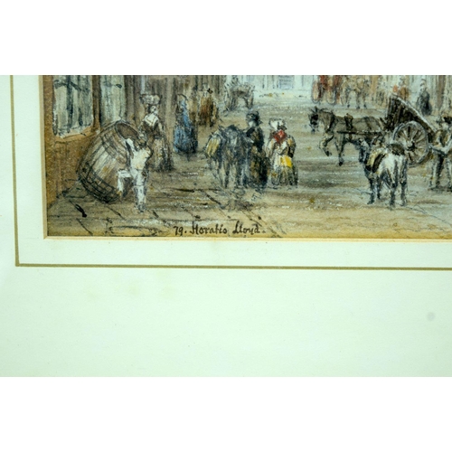 2854 - Framed watercolour by Horatio Lloyd of a street scene together with two fine watercolours of  birds ... 