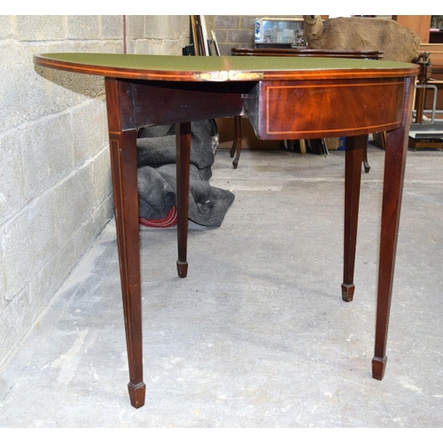 2857 - A George III mahogany Demi Lune card table 96 x 48 x 78 cm.