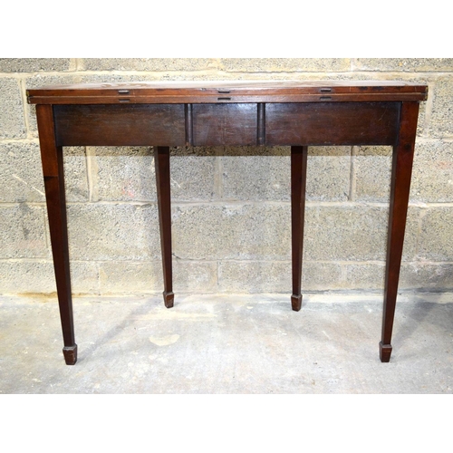 2857 - A George III mahogany Demi Lune card table 96 x 48 x 78 cm.