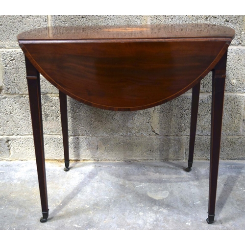 2858 - A George III mahogany shell inlaid drop flat table 91 x 77 x 70 cm.