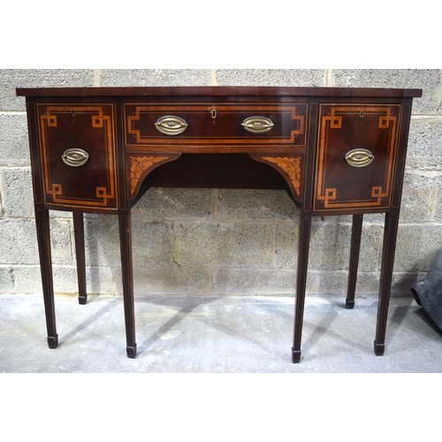 2859 - A George III style mahogany inlaid side table 122 x 42 x 90 cm.