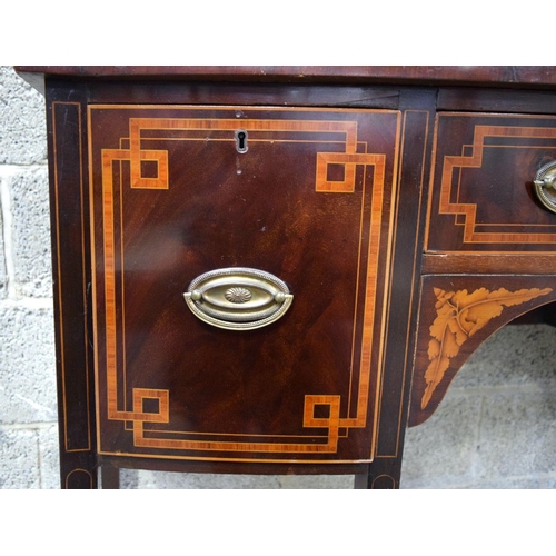 2859 - A George III style mahogany inlaid side table 122 x 42 x 90 cm.