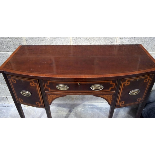 2859 - A George III style mahogany inlaid side table 122 x 42 x 90 cm.