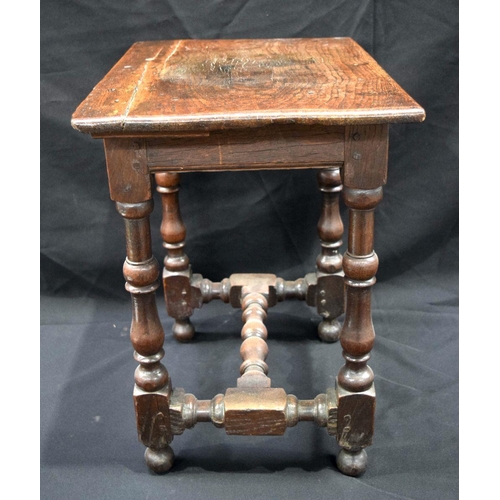 2863 - A 18th Century oak stool 52 x 36 x 52cm.