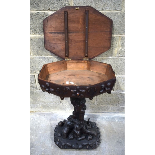 2864 - A lovely Regency sewing box mounted on a natural wooden tree base 64 x 49 x 86cm.