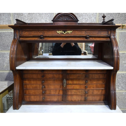 2872 - A rare mahogany  burr walnut veneered dentist cabinet 82 x 41 x 173 cm.