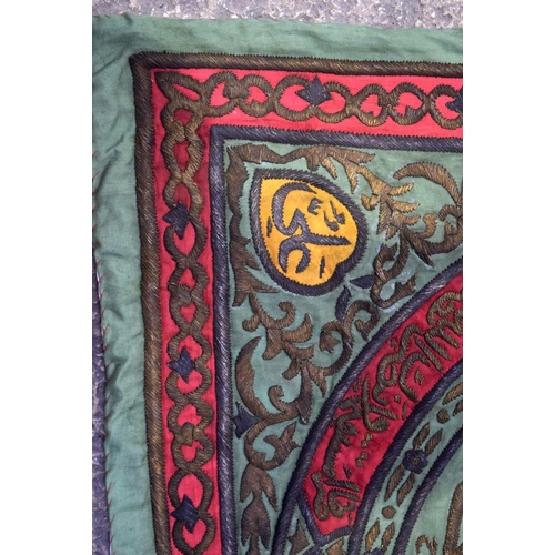 2888 - An Islamic hanging metal thread fabric  112 x 117cm .