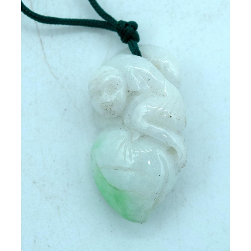 2922 - A collection of Jade and hard stone including a Cockerel , pendants etc (8) 6cm .