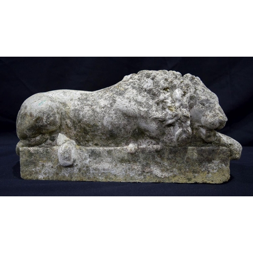 2936 - Two composite stone Lions 45 x 22cm (2).