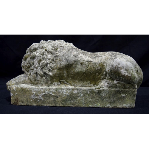 2936 - Two composite stone Lions 45 x 22cm (2).