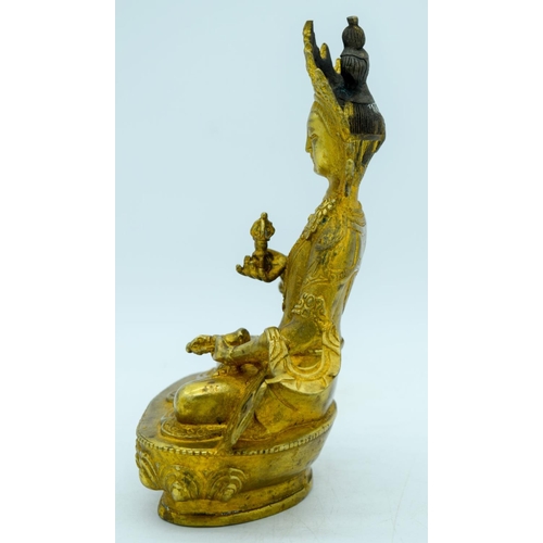 2949 - A Chinese Tibetan gilt bronze Buddha 20cm.