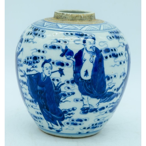 2954 - A Chinese blue and white pot 14cm.