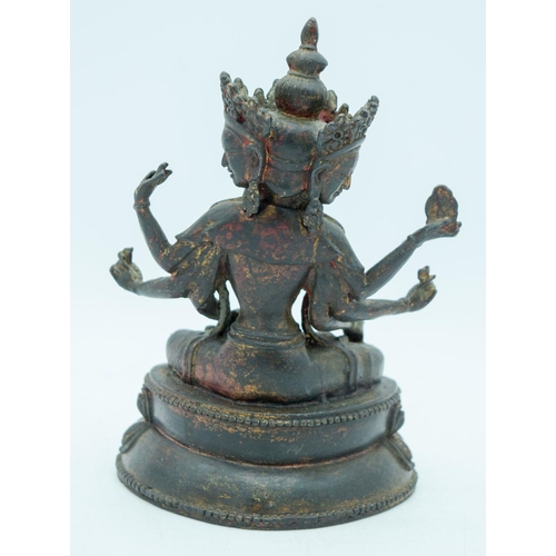 2955 - A Tibetan bronze Ushnishavijaya Buddha 17cm.