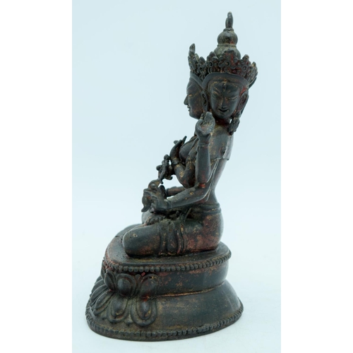 2955 - A Tibetan bronze Ushnishavijaya Buddha 17cm.