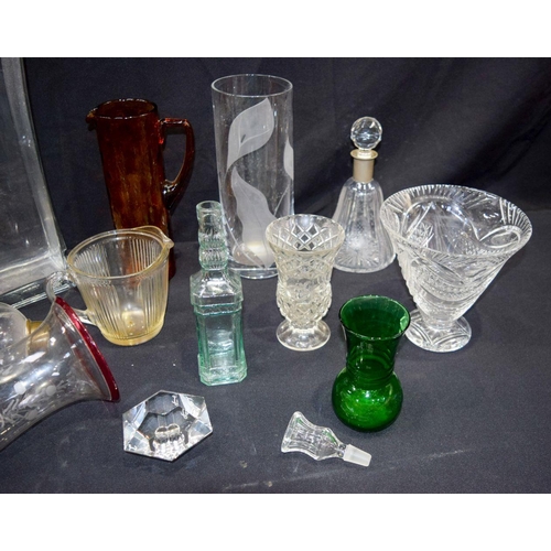 2959 - A Collection Glass vases, jugs, decanter etc 45cm.