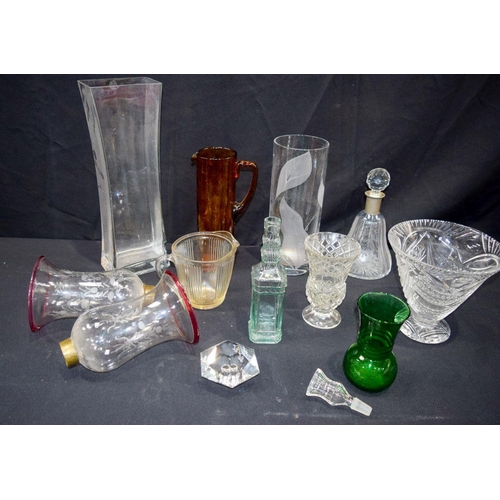 2959 - A Collection Glass vases, jugs, decanter etc 45cm.