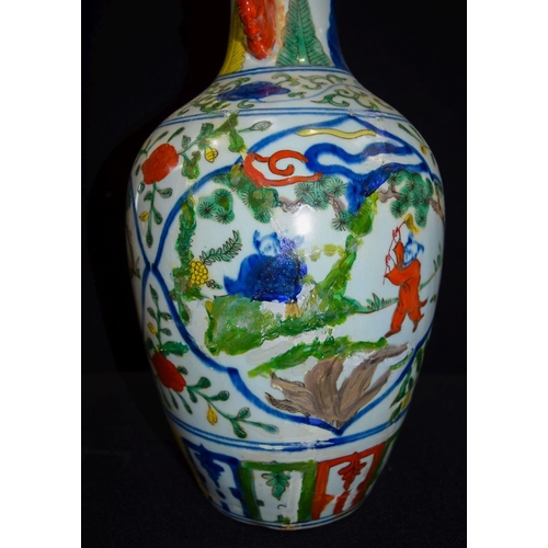 2974 - A large  Chinese Famille Verte vase decorated with figures together with 3 other Chinese  vases 42cm... 