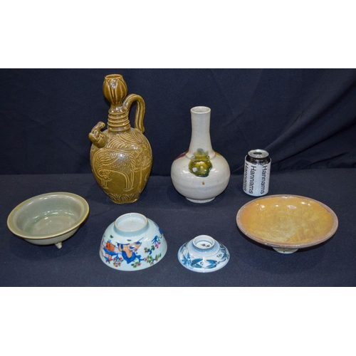 2985 - A Collection of Chinese porcelain items including a Water dropper, vase , dish etc.