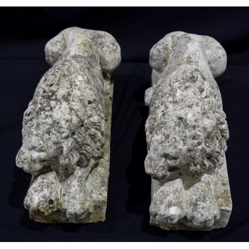 2936 - Two composite stone Lions 45 x 22cm (2).