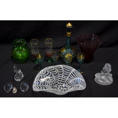 2937 - A collection of Glass items including vases, bowls, Ewer, glasses etc Qty.