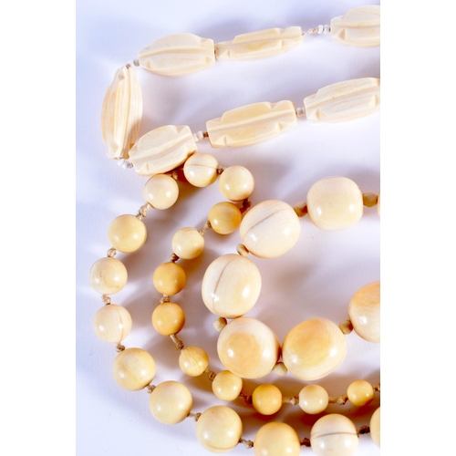 752 - THREE CONTINENTAL ANTIQUE IVORY NECKLACES. (3)