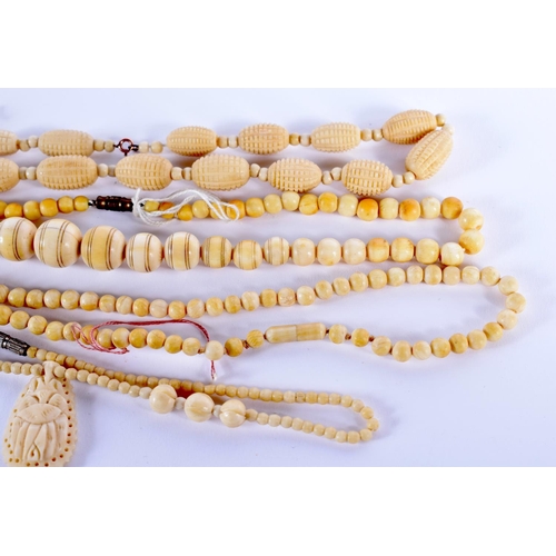 758 - THREE CONTINENTAL ANTIQUE IVORY NECKLACES. (3)