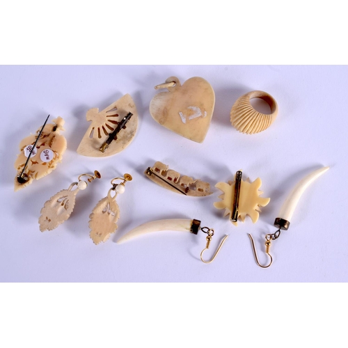 768 - ASSORTED CONTINENTAL ANTIQUE IVORY JEWELLERY. (qty)