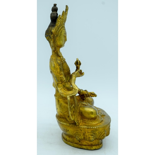 2949 - A Chinese Tibetan gilt bronze Buddha 20cm.