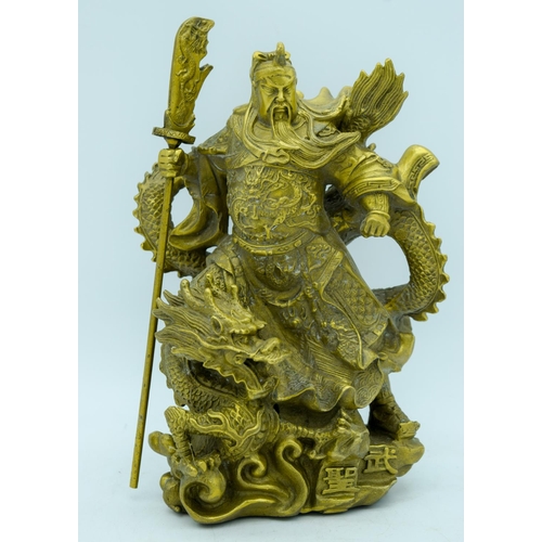 2951 - A Chinese bronze Guang Gong statue 22cm.