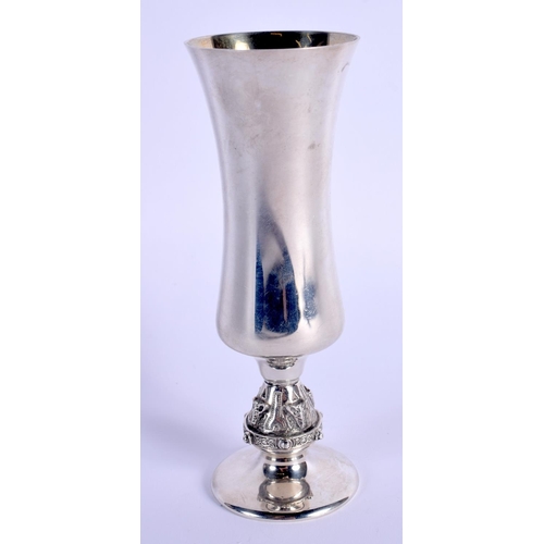 781 - A 1970S SILVER BEAKER FORM VASE. Sheffield 1977. 142 grams. 15 cm high.