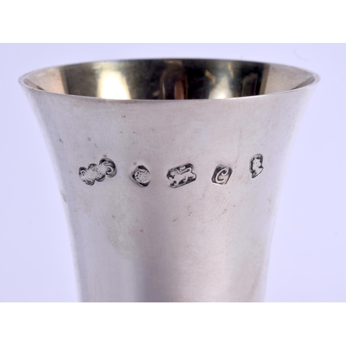 781 - A 1970S SILVER BEAKER FORM VASE. Sheffield 1977. 142 grams. 15 cm high.