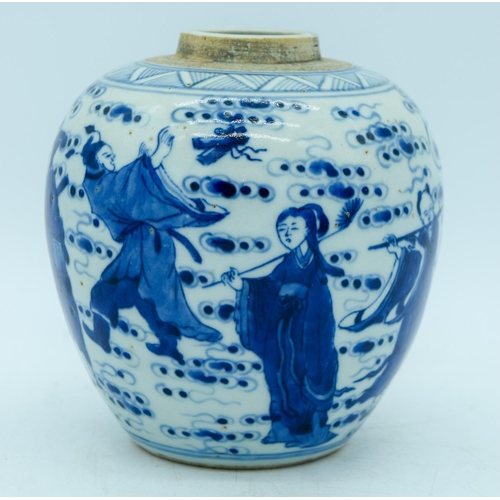 2954 - A Chinese blue and white pot 14cm.