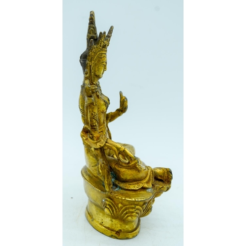 2956 - A Tibetan gilded bronze buddha 15cm .