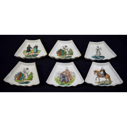 2957 - A set of Swedish Wingaker ceramic dishes depicting Swedish folk in various pursuits 17 x 13cm (6)