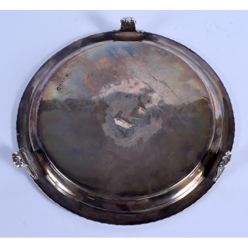 804 - AN ANTIQUE SILVER SALVER. 318 grams. 19 cm diameter.