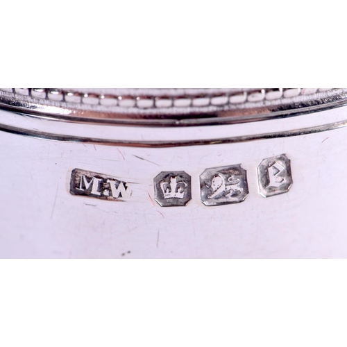 806 - A CASED PAIR OF SILVER CONDIMENTS Birmingham 1876 & a pair of Napkin rings Sheffield 1897 & a plated... 