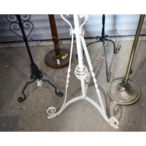 2979 - A collection large metal and wooden lamp stands  160cm (5) .