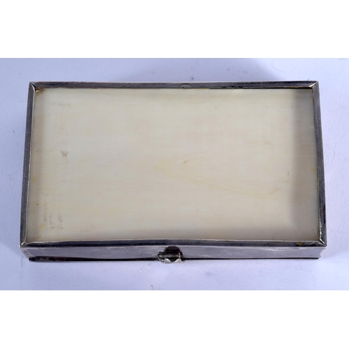 875 - AN ANTIQUE CONTINENTAL IVORY AND SILVER SNUFF BOX. 125 grams. 10 cm x 7 cm.