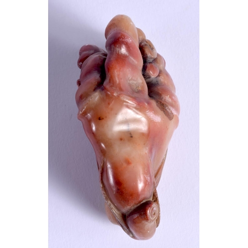 904 - A CHINESE CARVED SOAPSTONE FRUITING POD 20th Century. 6 cm x 3 cm.