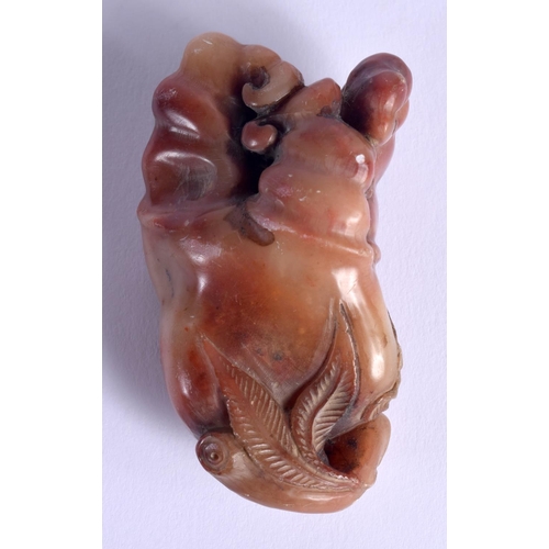 904 - A CHINESE CARVED SOAPSTONE FRUITING POD 20th Century. 6 cm x 3 cm.